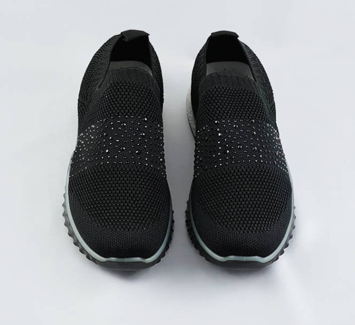 Mäkké čierne dámske nazúvacie športové topánky (BS1905-SP)