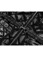 Černá prošívaná dámská bunda s páskem (BH2208)