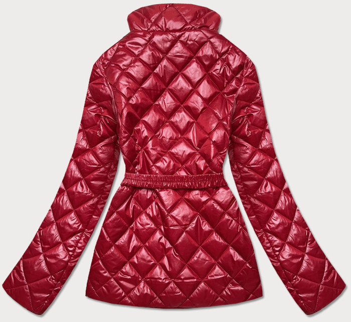 Červená prešívaná dámska bunda s opaskom (BH2208)