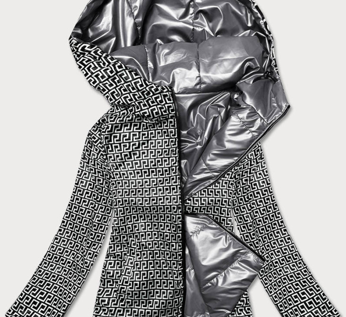 Obojstranná šedá dámska bunda s kapucňou (B9793-70)