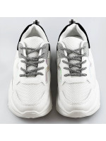 Bielo-čierne dámske šnurovacie športové topánky (LU-3)