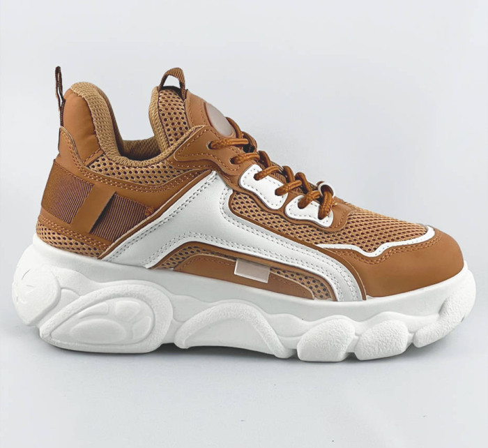Dámske tenisky "sneakers" v karamelovej farbe na platforme (YM-151)