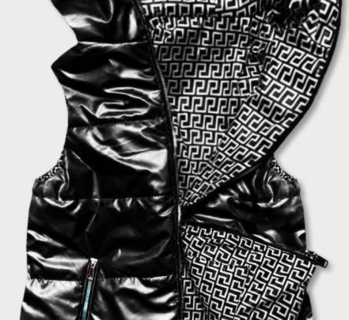 Černá dámská rozšířená oboustranná vesta (B8005-1)