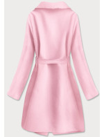Minimalistický dámský kabát v pudrově růžové barvě (747ART)