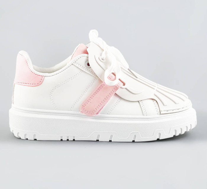 Bielo-ružové dámske športové topánky so zakrytým šnurovaním (RA2049)
