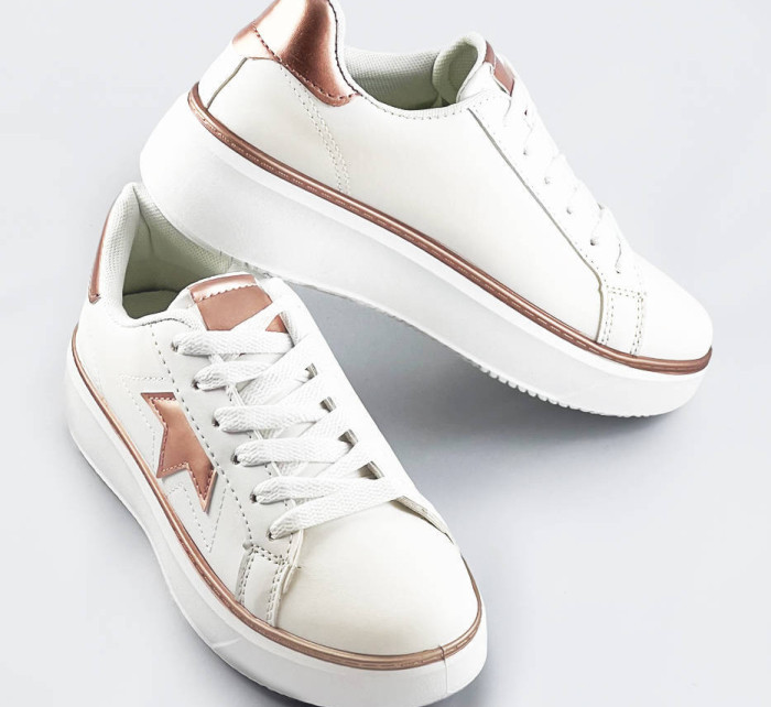 Bílo-měděné šněrovací tenisky sneakers s hvězdičkou (BB126N)