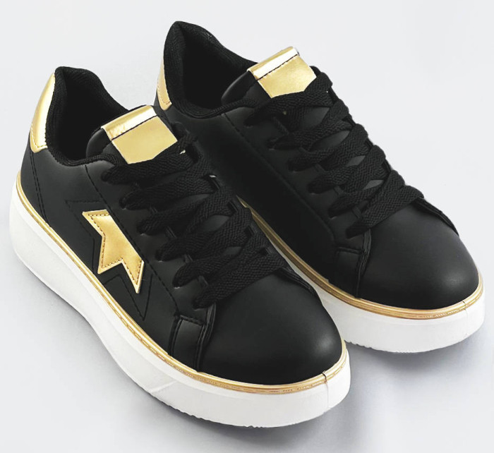Černo-zlaté šněrovací tenisky sneakers s hvězdičkou (BB126A)