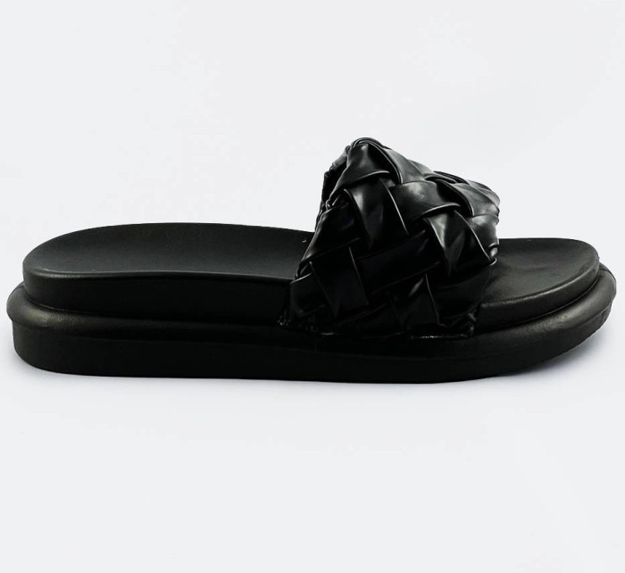 Černé dámské pantofle se páskem model 17349554