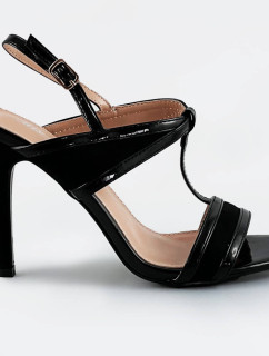 Černé dámské sandálky z různých spojených materiálů (HB09)