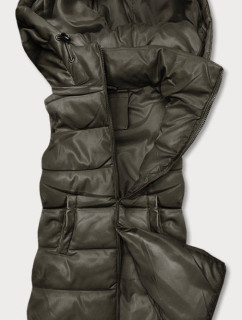 Teplá dámská vesta v army barvě z eko kůže model 17505498 - HONEY WINTER