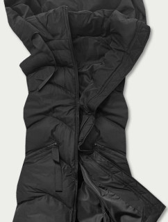 Dlhá čierna dámska vesta s kapucňou (5M788-392)