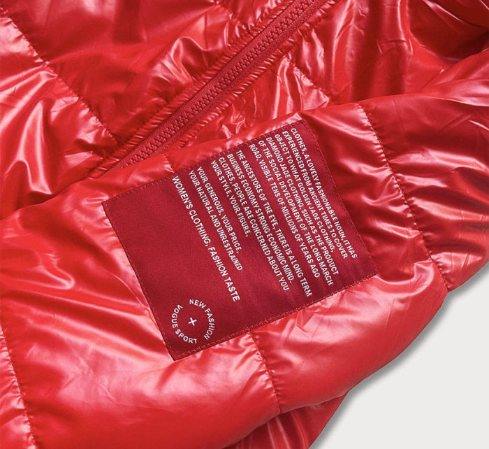 Krátká červená dámská bunda s ozdobným lemováním model 17556060 - S'WEST