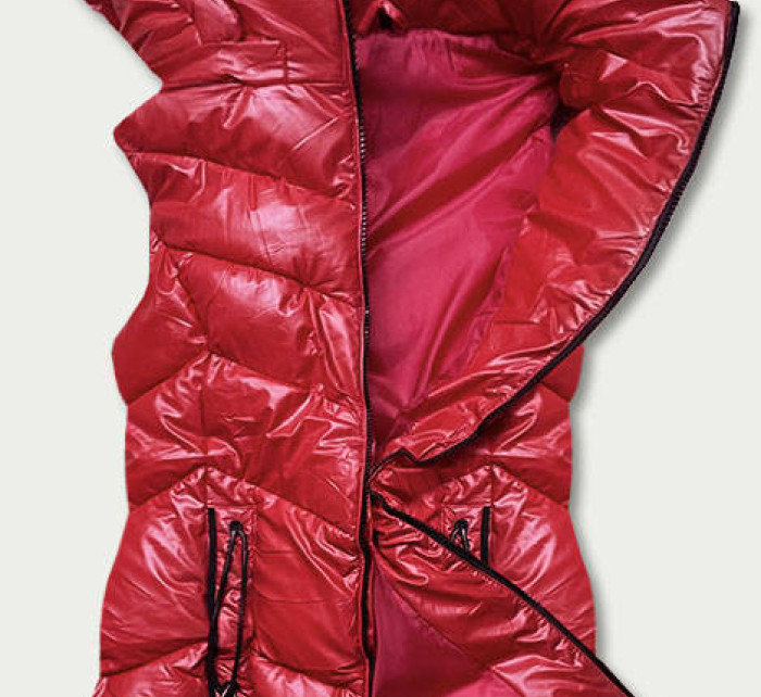 Lesklá červená vesta s kapucí (B8025-4)
