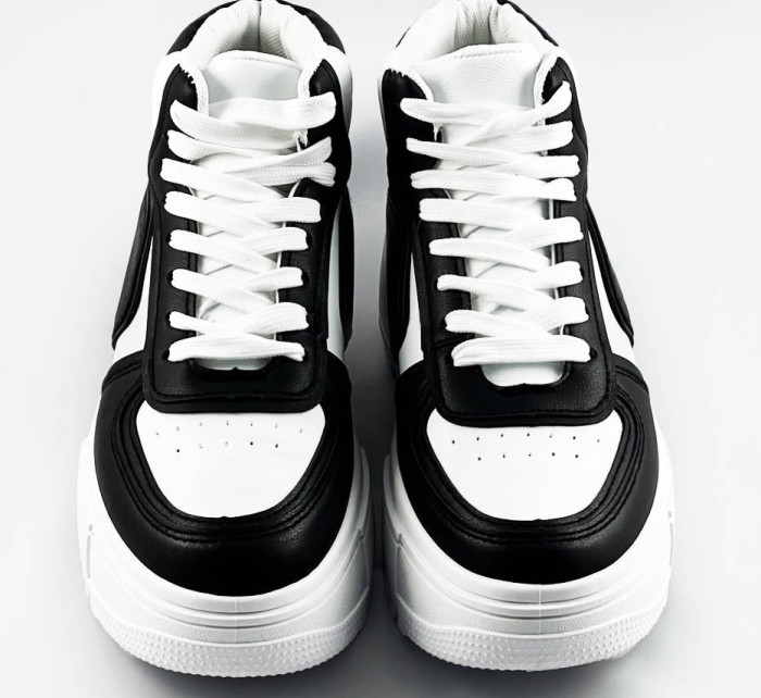 Bielo-čierne dámske členkové tenisky sneakers (MS-52)