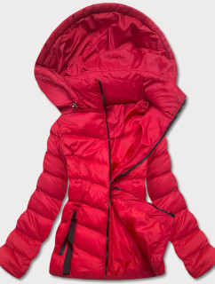 Červená dámská bunda s kapucí pro přechodné období model 17663254 - J.STYLE