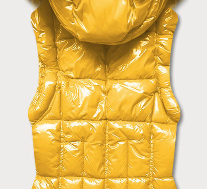 Žlutá dámská vesta s kožešinou model 17673458 - YES!PINK