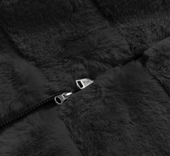 Černá kožešinová vesta s kapucí model 17836868 - S'WEST