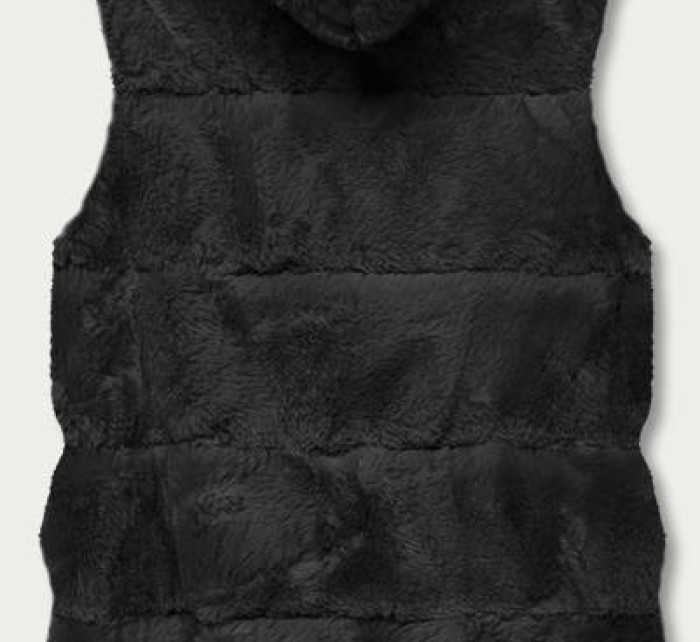 Černá kožešinová vesta s kapucí model 17836868 - S'WEST