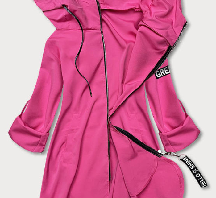 Růžový tenký asymetrický dámský přehoz přes oblečení model 18001565 - S'WEST