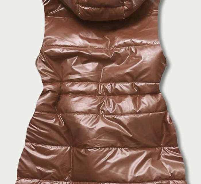 Lesklá vesta v karamelové barvě s kapucí model 18001637 - S'WEST