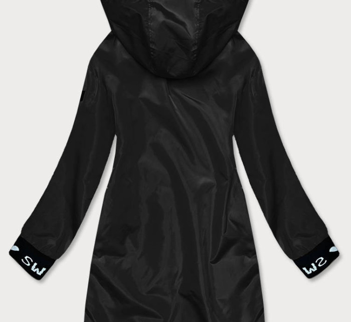 Tenká čierna dámska bunda s ozdobnou lemovkou (B8145-1)