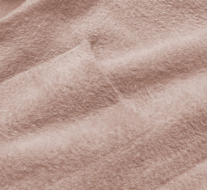 Dlouhý béžový vlněný přehoz přes oblečení typu alpaka s kapucí (M105-1)