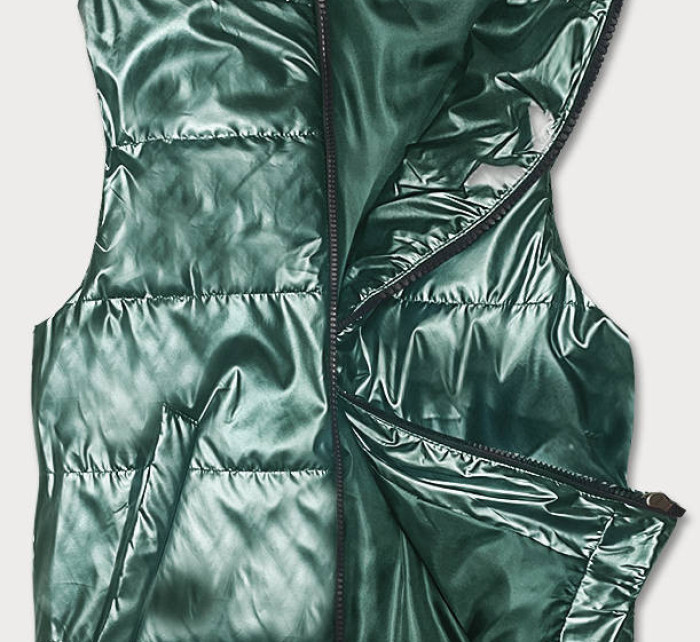 Krátká zelená dámská vesta se stojáčkem (B8152-10)