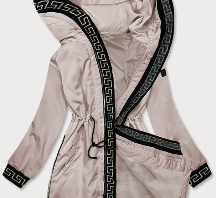 Tenká béžová dámská bunda s ozdobnou lemovkou (B8141-51)