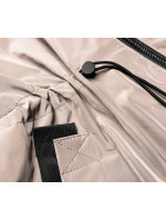 Jednoduchá béžová dámska bunda so šikmými vreckami (HS-1832-1)