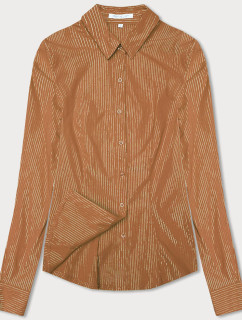 Dámská košile v karamelové barvě se proužky model 18471293 - Forget me not FASHION