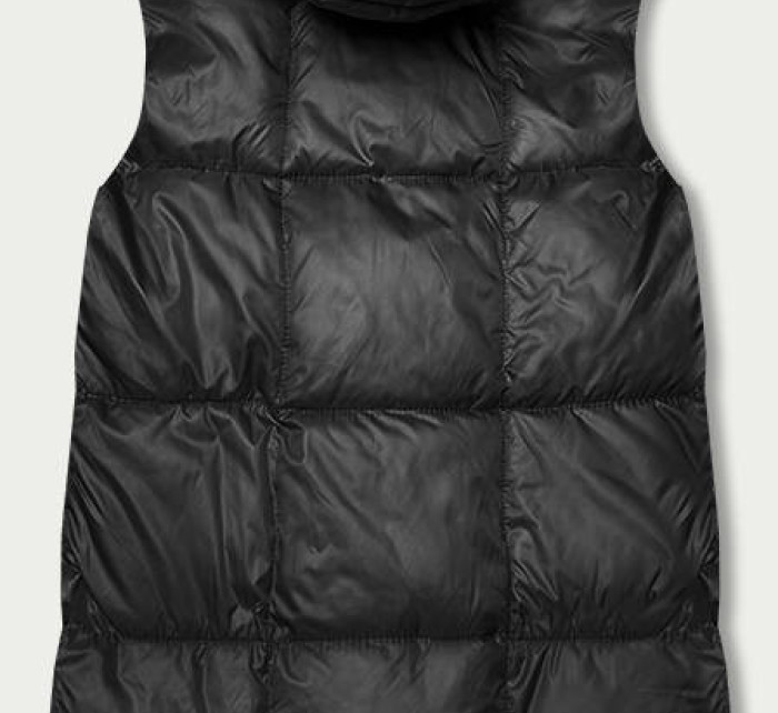 Jednoduchá černá dámská vesta s kapucí (YP-22072-1)