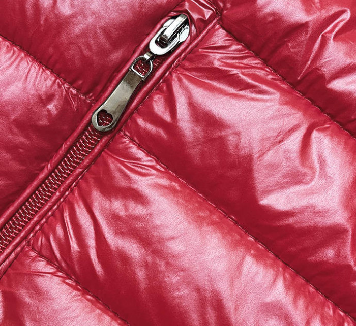 Červená prošívaná dámská bunda se stojáčkem (16M9108-270)