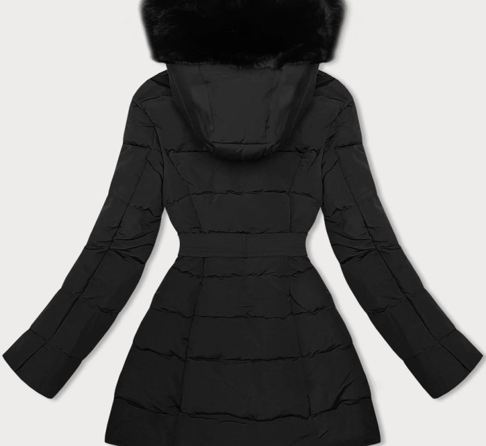 Černá dámská zimní bunda s kožešinou J Style (11Z8096)