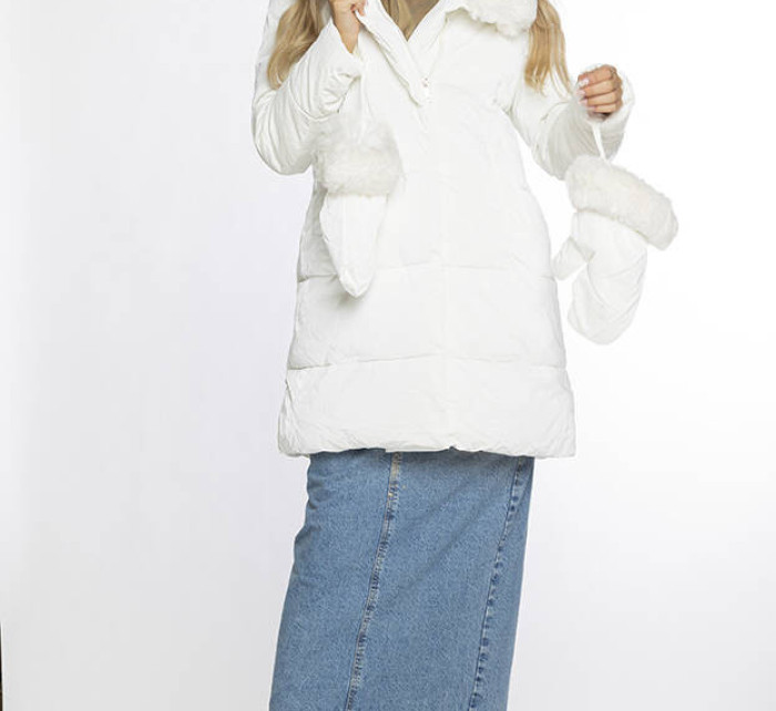 Bílá dámská zimní bunda s límcem a  model 19382313 - Ann Gissy
