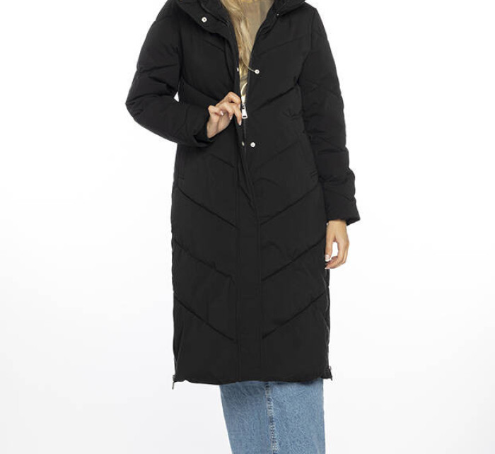 Jednoduchá černá dámská zimní bunda s kapucí model 19382361 - Ann Gissy