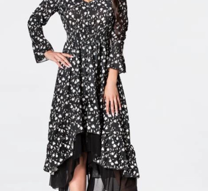 Černé vzdušné dámské šaty s ozdobnou spodní částí Ann Gissy (DLY017)