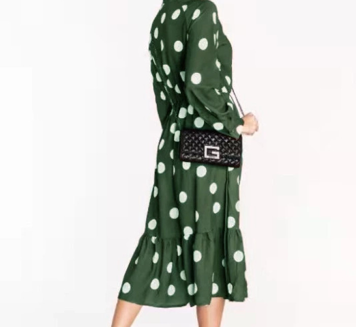 Sukienka w grochy z wiązanym dekoltem Ann Gissy zielona (DLY019)
