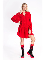 Červené dámske šaty s netopierími rukávmi Ann Gissy (XY202118)