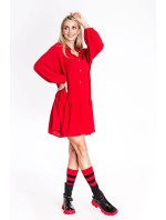 Červené dámske šaty s netopierími rukávmi Ann Gissy (XY202118)