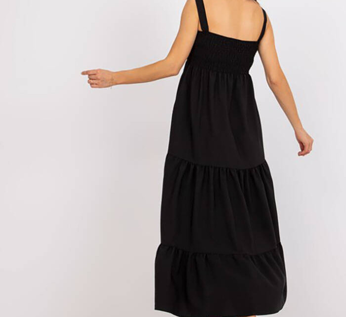Černé dlouhé boho šaty Rue Paris (2315)