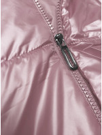 Růžová péřová vesta s odepínací kapucí (B8247-81)