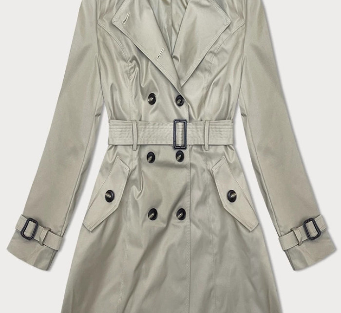 Tmavě béžový klasický kabát v délce do stehen model 19717924 - HONEY WINTER