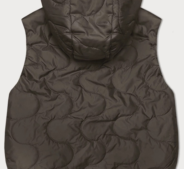 Krátká dámská vesta v khaki barvě s odepínací kapucí BH Forever (BH-2414BIG)