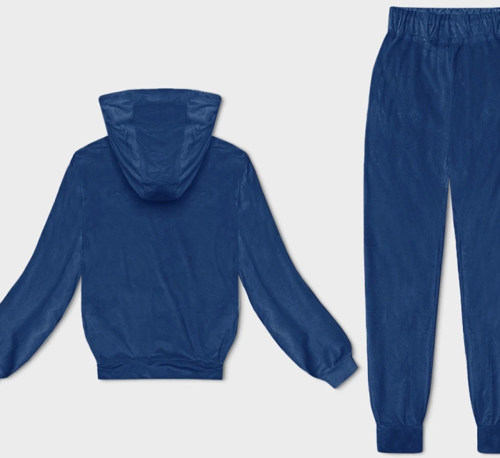 Modrá dámská velurová souprava s kapucí (8C1175-66)