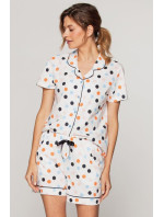 Luxusní dámské pyžamo model 17296229 barevné puntíky - Cana