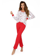 Luxusné dámske pyžamo Teddy šedo-červené