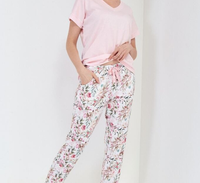 Dámské pyžamo model 18446780 růžové dlouhé - Cana