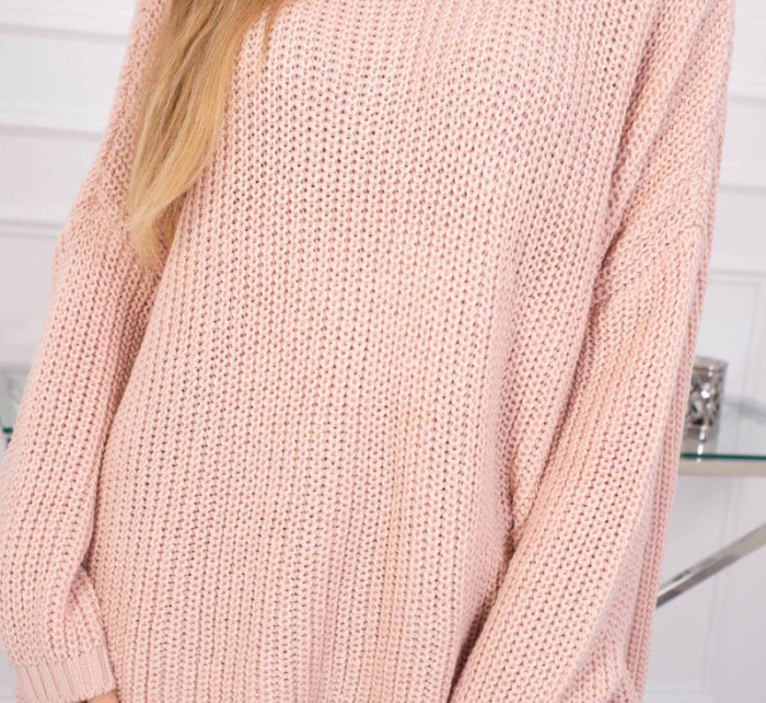 model 18743482 oversize svetr pudrově růžový - K-Fashion
