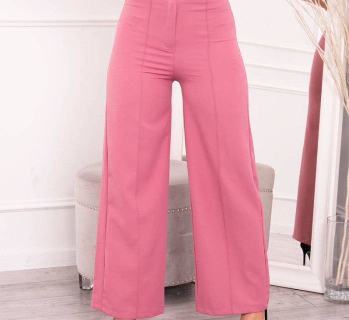 Široké kalhoty tmavě růžové