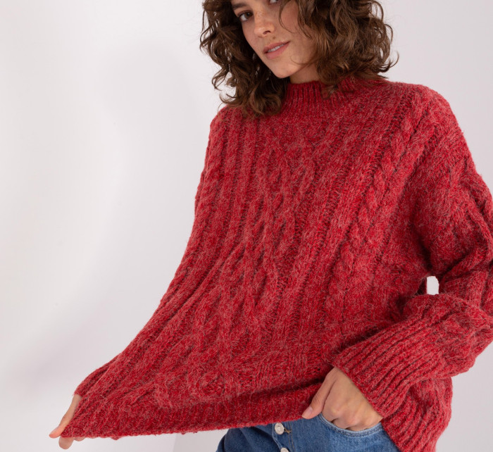 Sweter AT SW 2363 2.04P ciemny czerwony